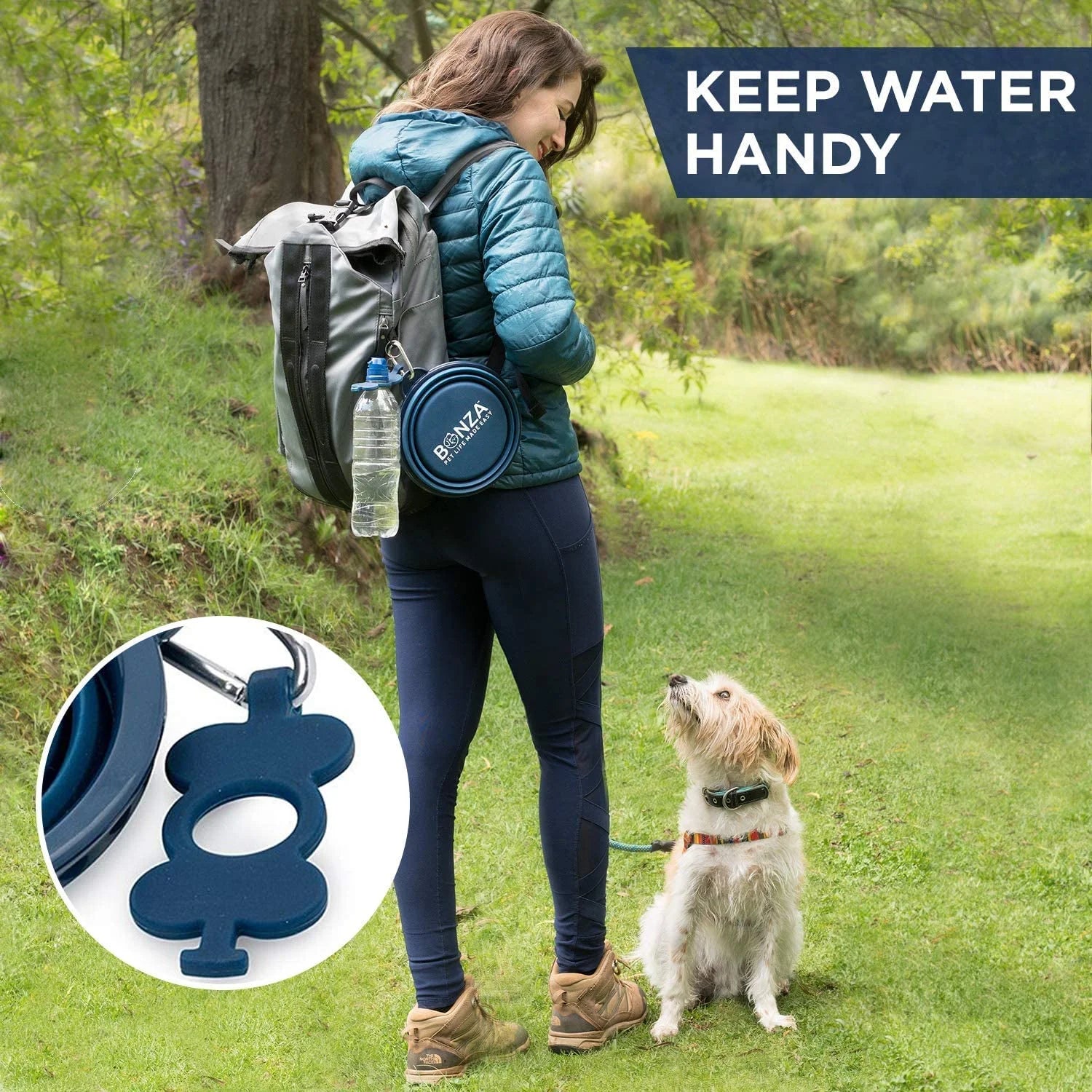 Collapsible Silicone Dog Bowl, Portable Travel Water & Food Bowl, Large Blue